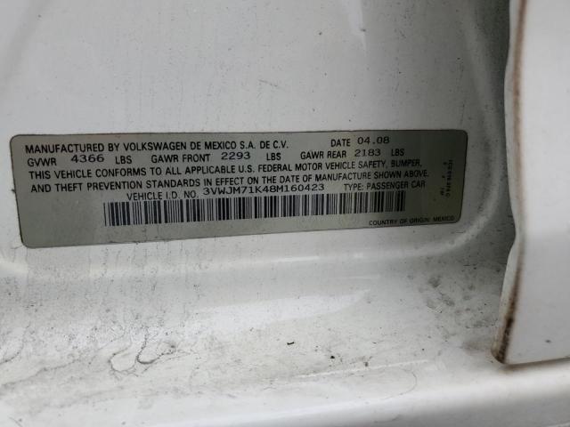 3VWJM71K48M160423 - 2008 VOLKSWAGEN JETTA S WHITE photo 13