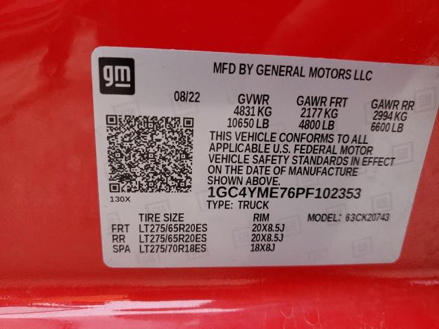 1GC4YME76PF102353 - 2023 CHEVROLET SILVERADO K2500 CUSTOM RED photo 13