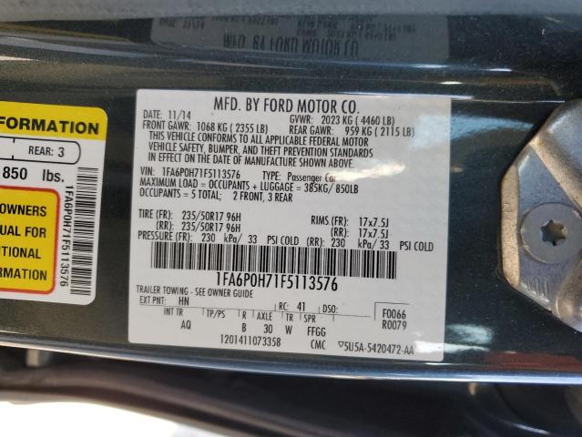 1FA6P0H71F5113576 - 2015 FORD FUSION SE GRAY photo 12