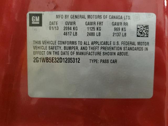 2G1WB5E32D1205312 - 2013 CHEVROLET IMPALA LT RED photo 12