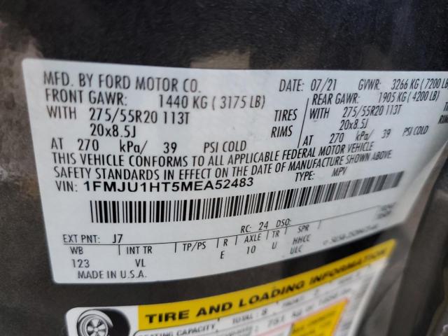 1FMJU1HT5MEA52483 - 2021 FORD EXPEDITION XLT GRAY photo 12