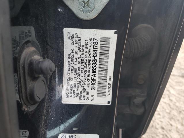 2HGFA16538H341787 - 2008 HONDA CIVIC LX BLACK photo 12