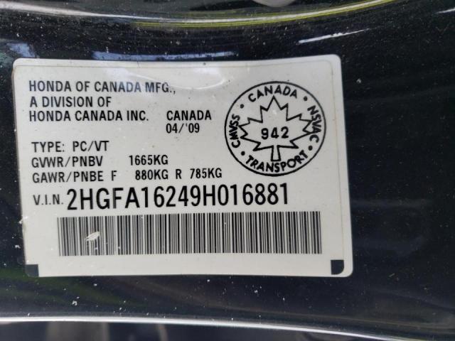 2HGFA16249H016881 - 2009 HONDA CIVIC DX BLACK photo 13