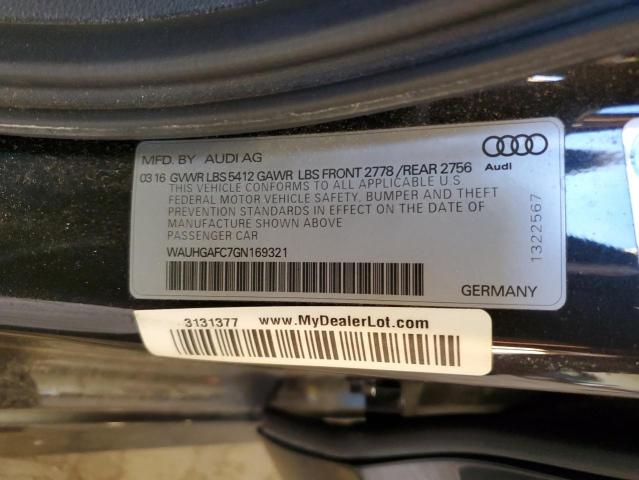 WAUHGAFC7GN169321 - 2016 AUDI A6 PRESTIGE CHARCOAL photo 12