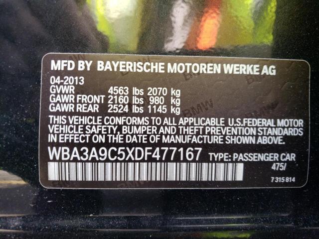 WBA3A9C5XDF477167 - 2013 BMW 335 I BLACK photo 12