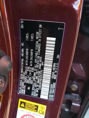 5TDKZRFH4KS351770 - 2019 TOYOTA HIGHLANDER SE BURGUNDY photo 12