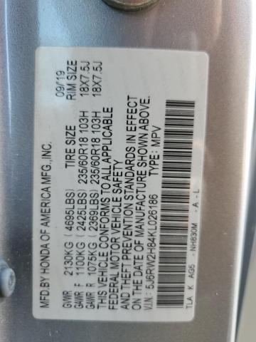 5J6RW2H84KL026186 - 2019 HONDA CR-V EXL SILVER photo 14