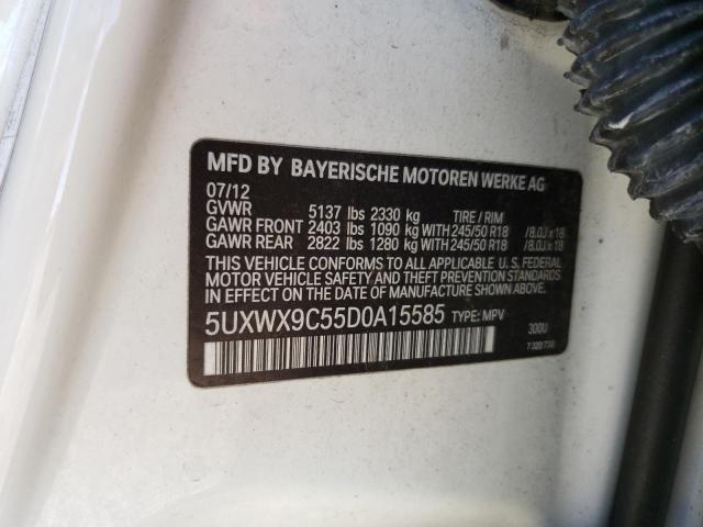 5UXWX9C55D0A15585 - 2013 BMW X3 XDRIVE28I WHITE photo 13