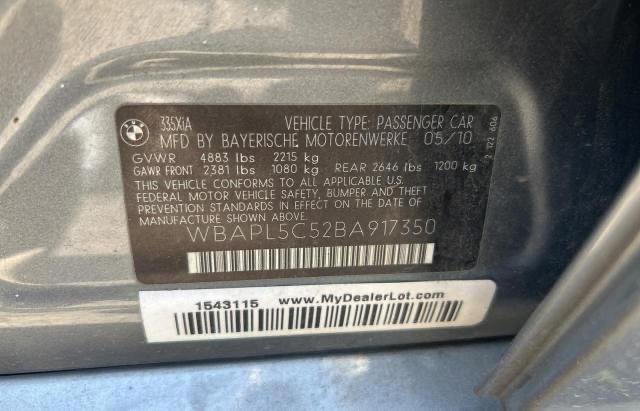 WBAPL5C52BA917350 - 2011 BMW 335 XI GRAY photo 10