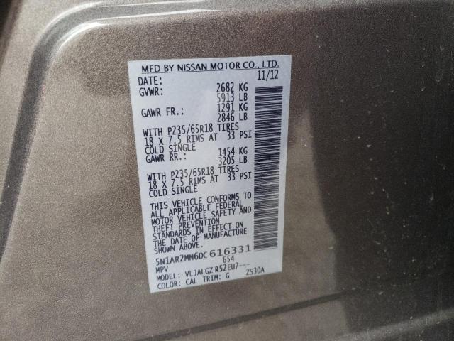 5N1AR2MN6DC616331 - 2013 NISSAN PATHFINDER S TAN photo 13