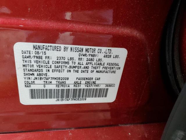 JN1BV7AP7FM352009 - 2015 INFINITI Q50 BASE RED photo 12