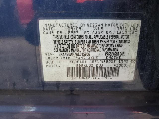 3N1AB6AP7AL615956 - 2010 NISSAN SENTRA 2.0 BLUE photo 12