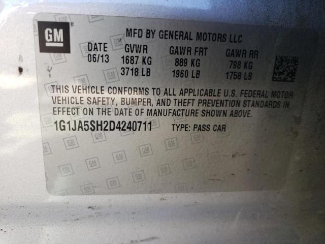 1G1JA5SH2D4240711 - 2013 CHEVROLET SONIC LS 银色 照片 12