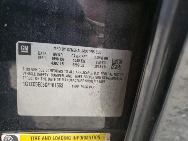 1G1ZC5E05CF161653 - 2012 CHEVROLET MALIBU 1LT BLACK photo 12