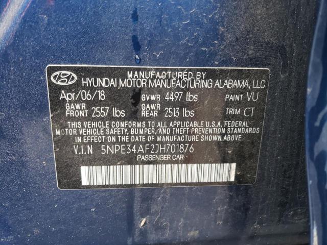 5NPE34AF2JH701876 - 2018 HYUNDAI SONATA SPORT Blau Foto 12