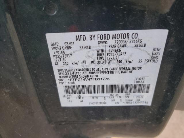 1FTPX14V47FB11776 - 2007 FORD F150 GREEN photo 12