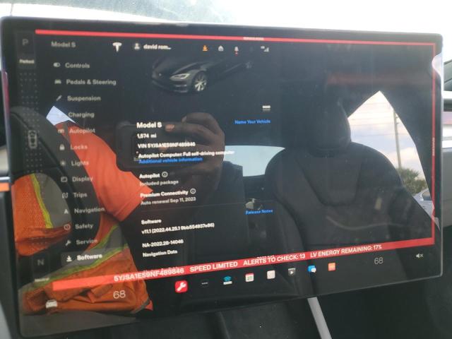 5YJSA1E59NF489846 - 2022 TESLA MODEL S Սև լուսանկար 9