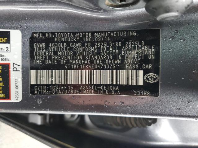 4T1BF1FK4EU471375 - 2014 TOYOTA CAMRY L GRAY photo 13