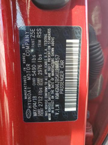 KMHGN4JB5KU286457 - 2019 GENESIS G80 BASE RED photo 12