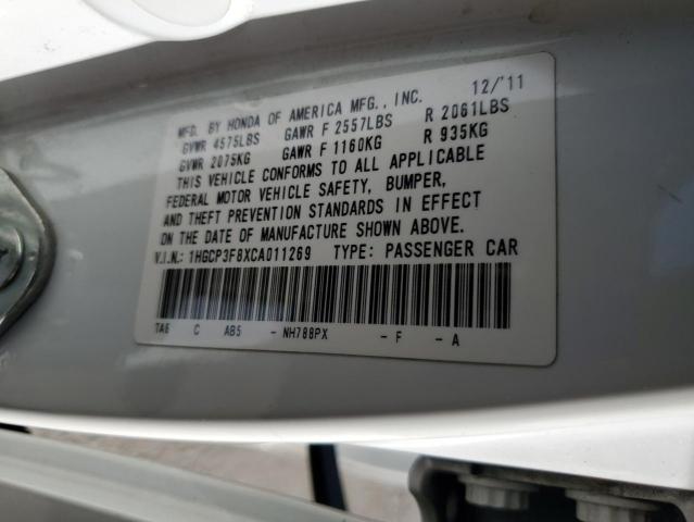 1HGCP3F8XCA011269 - 2012 HONDA ACCORD EXL WHITE photo 12