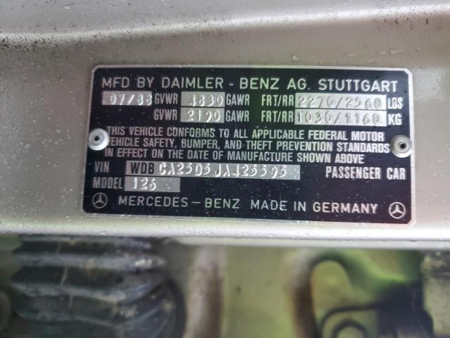 WDBCA25D5JA425595 - 1988 MERCEDES-BENZ 300 SEL TAN photo 12