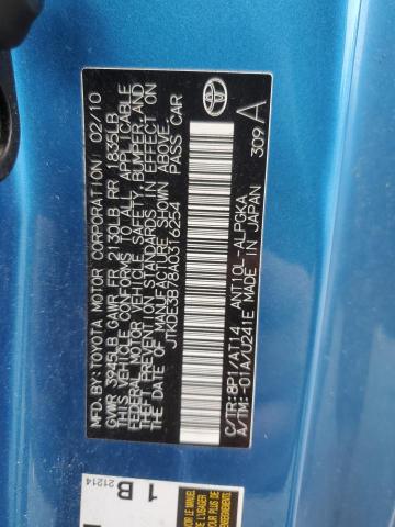 JTKDE3B78A0316254 - 2010 TOYOTA SCION TC BLUE photo 12