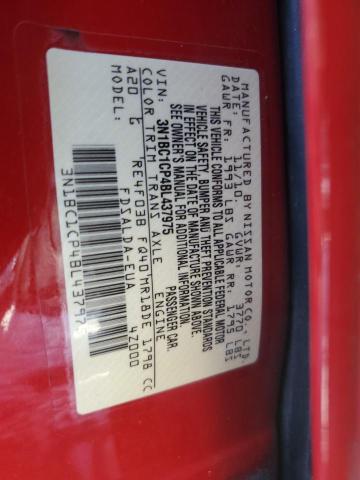 3N1BC1CP4BL437975 - 2011 NISSAN VERSA S RED photo 13