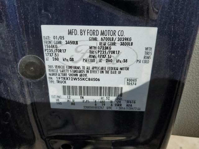 1FTRX12W55KC84506 - 2005 FORD F150 BLUE photo 12