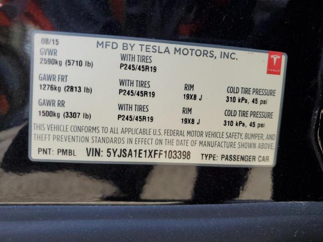 5YJSA1E1XFF103398 - 2015 TESLA MODEL S Qara foto 12