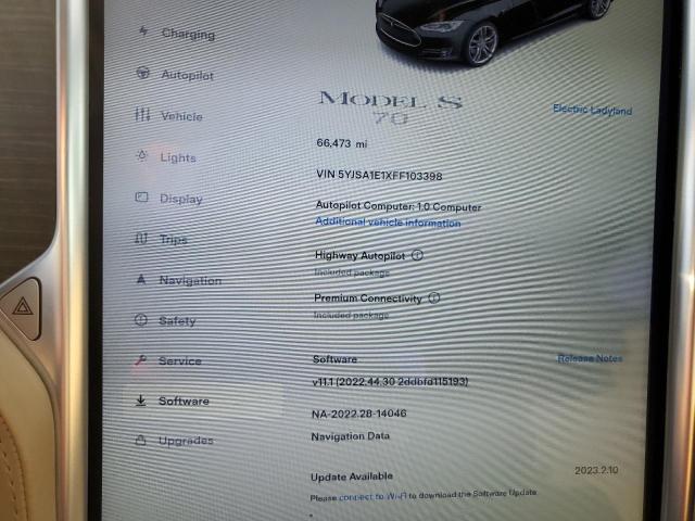 5YJSA1E1XFF103398 - 2015 TESLA MODEL S Qara foto 9