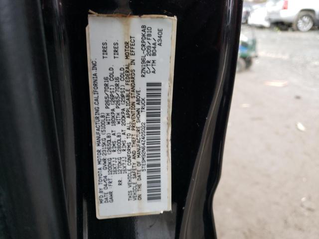5TESM92N64Z405022 - 2004 TOYOTA TACOMA XTRACAB PRERUNNER შავი ფოტო 12