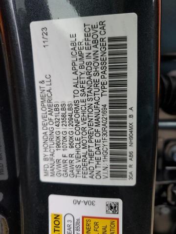 1HGCY1F30RA021694 - 2024 HONDA ACCORD EX GRAY photo 12