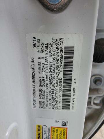 1HGCV1F33KA154612 - 2019 HONDA ACCORD SPORT WHITE photo 12