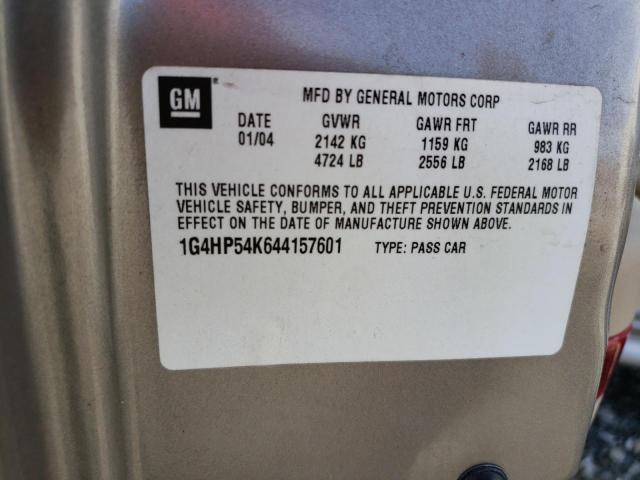 1G4HP54K644157601 - 2004 BUICK LESABRE CUSTOM TAN photo 12