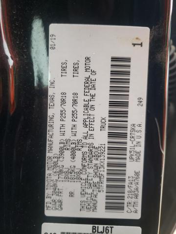 5TFRM5F13KX139221 - 2019 TOYOTA TUNDRA DOUBLE CAB SR/SR5 BLACK photo 12