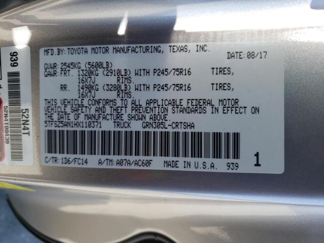 5TFSZ5AN1HX110371 - 2017 TOYOTA TACOMA ACCESS CAB ვერცხლისფერი ფოტო 12