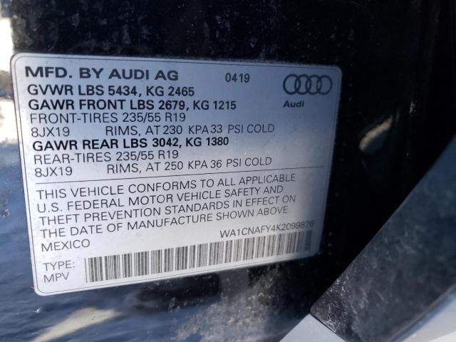 WA1CNAFY4K2099876 - 2019 AUDI Q5 PRESTIGE BLACK photo 12