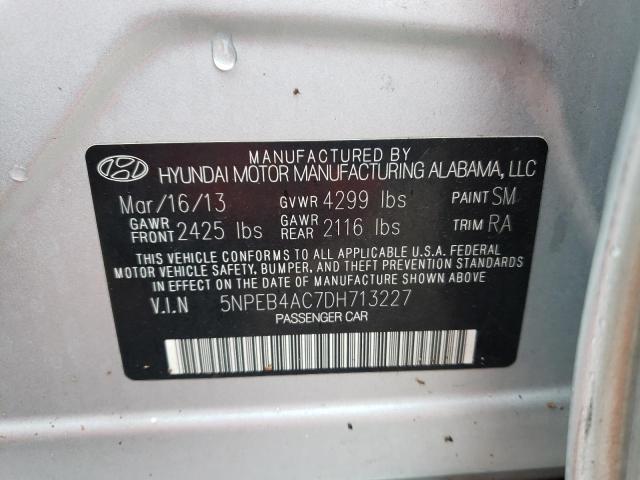 5NPEB4AC7DH713227 - 2013 HYUNDAI SONATA GLS SILVER photo 12