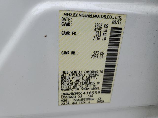 1N4AZ0CP9DC416559 - 2013 NISSAN LEAF S WHITE photo 13