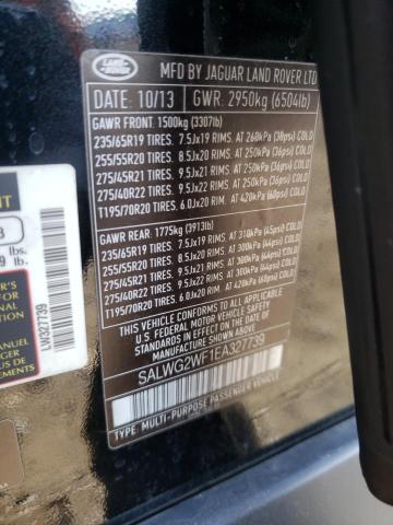 SALWG2WF1EA327739 - 2014 LAND ROVER RANGE ROVE SE BLACK photo 12