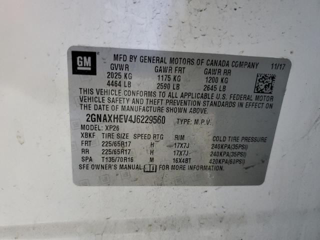 2GNAXHEV4J6229560 - 2018 CHEVROLET EQUINOX LS WHITE photo 13