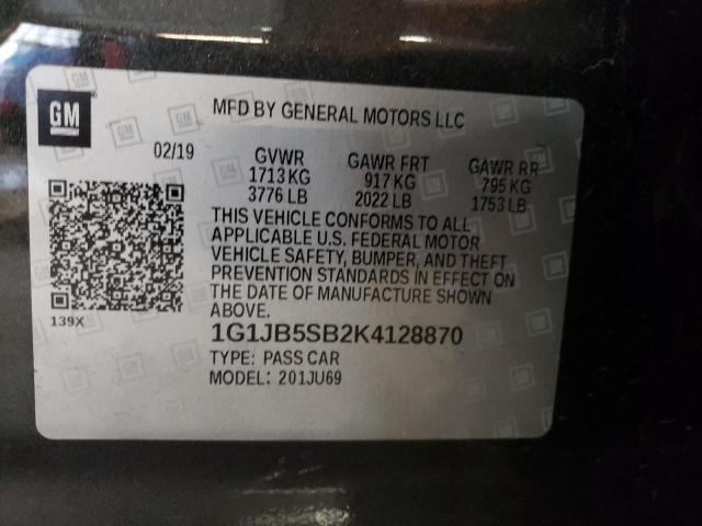 1G1JB5SB2K4128870 - 2019 CHEVROLET SONIC LS CHARCOAL photo 13