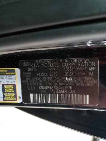 KNAGM4A7XF5662926 - 2015 KIA OPTIMA LX BLACK photo 12