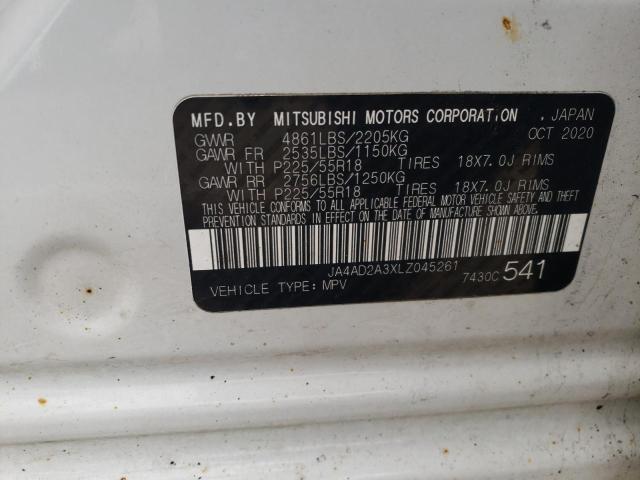 JA4AD2A3XLZ045261 - 2020 MITSUBISHI OUTLANDER ES WHITE photo 12