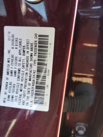 1HGCR2F46GA124742 - 2016 HONDA ACCORD LX MAROON photo 12