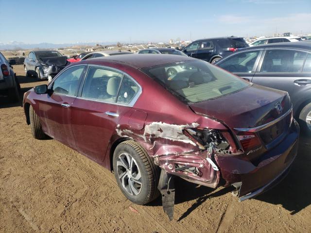 1HGCR2F46GA124742 - 2016 HONDA ACCORD LX MAROON photo 2