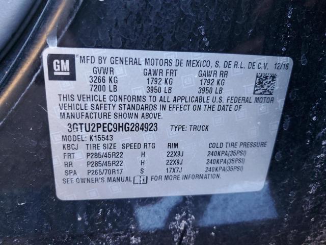 3GTU2PEC9HG284923 - 2017 GMC SIERRA K1500 DENALI BLACK photo 12