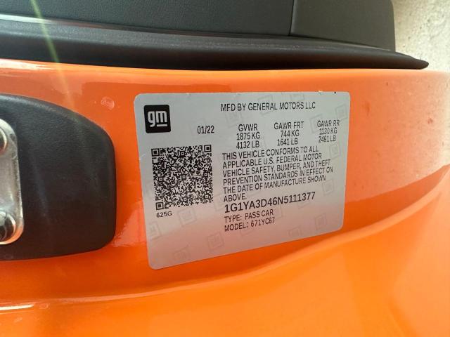 1G1YA3D46N5111377 - 2022 CHEVROLET CORVETTE STINGRAY 1LT ORANGE photo 10