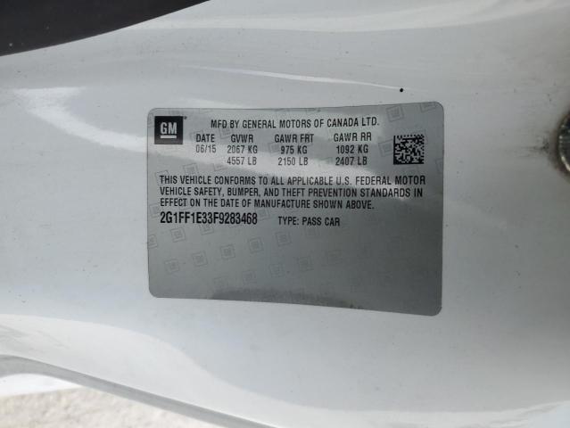 2G1FF1E33F9283468 - 2015 CHEVROLET CAMARO LT WHITE photo 13