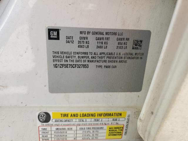 1G1ZF5E75CF327853 - 2012 CHEVROLET MALIBU 3LT თეთრი ფოტო 12